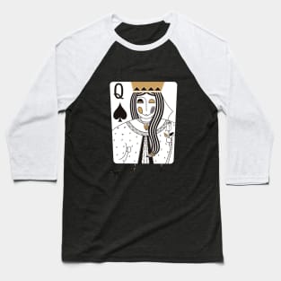 Queen of Spades playing card. Black ledy .Valentines day Baseball T-Shirt